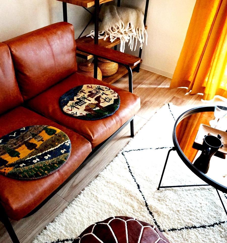 本物手織りの上質感！世界に1枚のユニークなペルシャギャッベ【円形