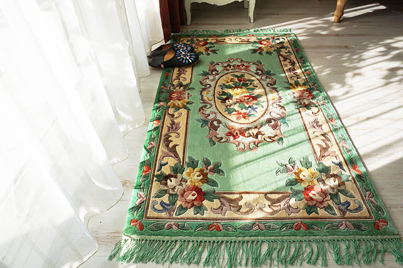 高級絨毯‼︎】中国段通 シルク100% 手織り 玄関マット 花柄 USED品 