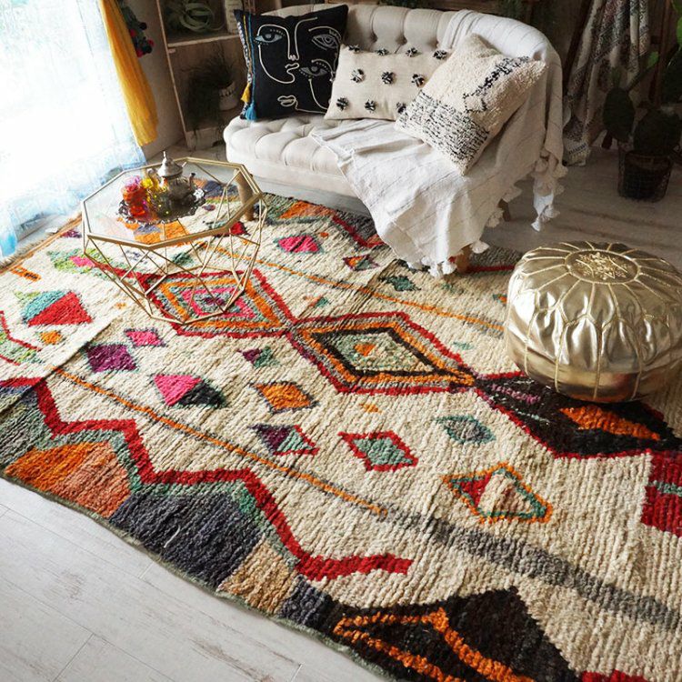 セール パキスタン 絨毯 ラグ モロッコ 最終光沢感手縫いウール 