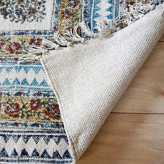 ハンドブロックプリントインドラグ・ナチュラルでおしゃれな