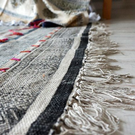 ハンドブロックプリントインドラグ・ナチュラルでかわいい周囲に