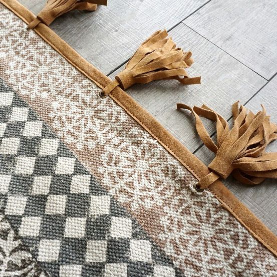 ハンドブロックプリントインドラグ・ナチュラルでおしゃれな