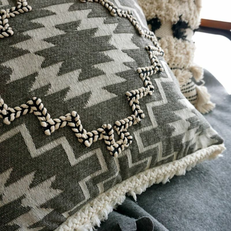 【フローレンスさん専用】アンティーク絨毯　バルーチ（袋状　クッション仕立て） Grandad Check Long Feather Cushion / Denim BLUE*クッション