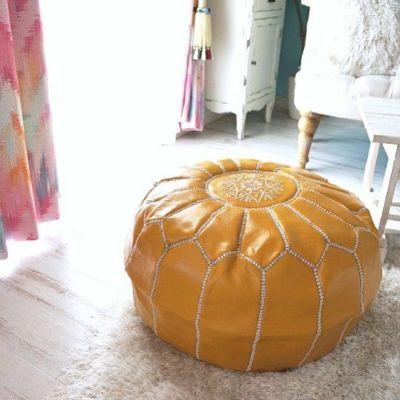 patati patata モロッコから直輸入！山羊の革のプフ＜プフフ