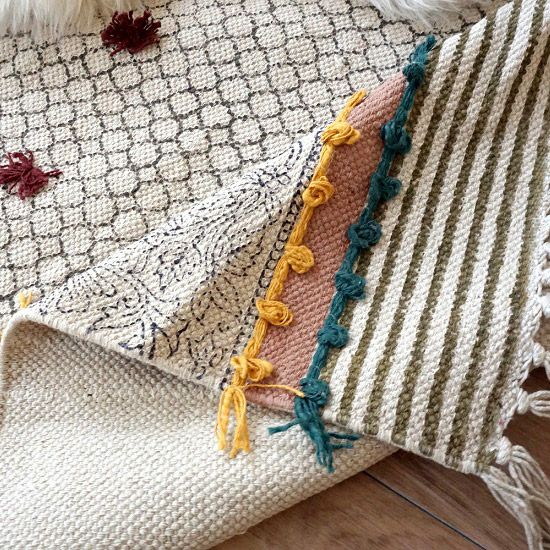 ハンドブロックプリントインドラグ・ナチュラルでおしゃれなデザイン