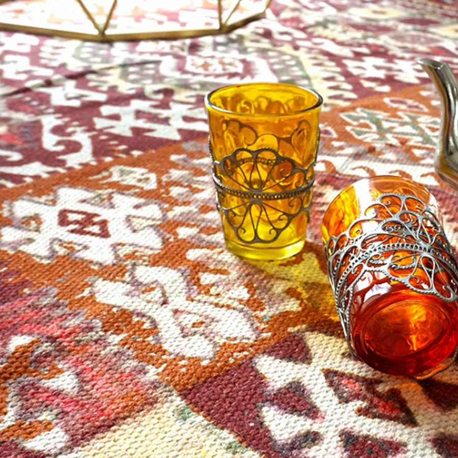 ☆50％OFF☆【KIRANA】インド綿100％！おしゃれなプリントラグ