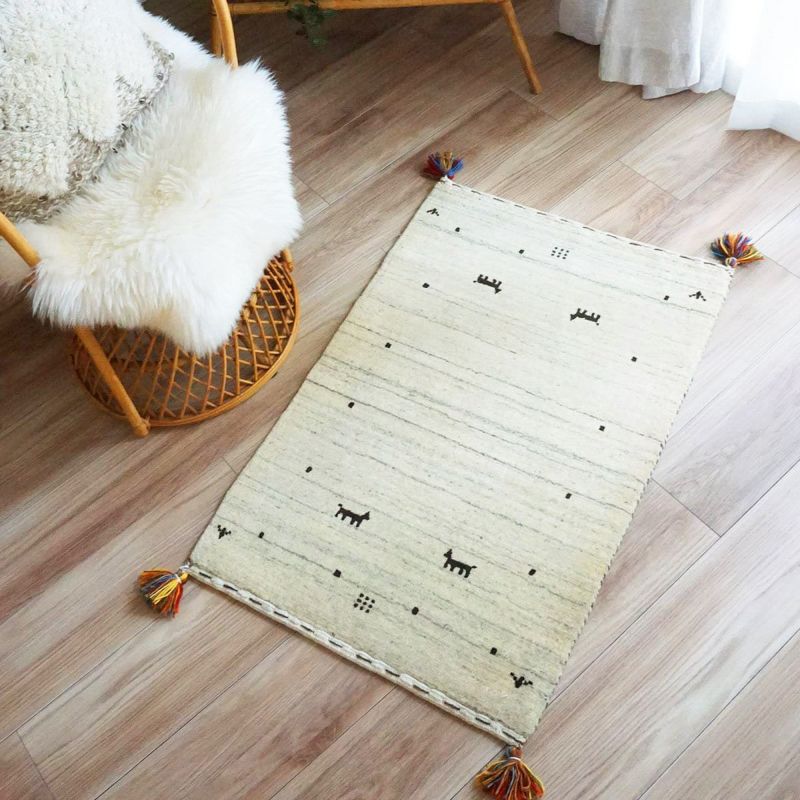 大人気！ウール100％のハンドルームインドギャッベラグ【Rug more オリジナル】＜Mahoba マホーバ＞：62x92cm | ラグモア-ラグと カーペットの通販専門店-