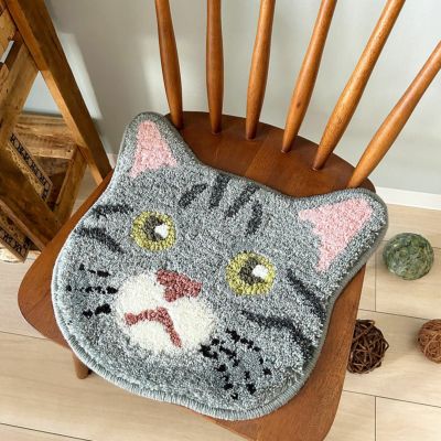 【期間限定！最安値挑戦】 ネコの顔をデザインした可愛いチェアパッド＜Nyanface-Saba ラグ・カーペット