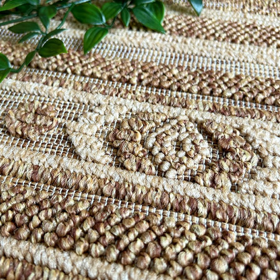 キリムデザインのトルコ産カラバン調ラグ＜Safal - サファル ベージュ