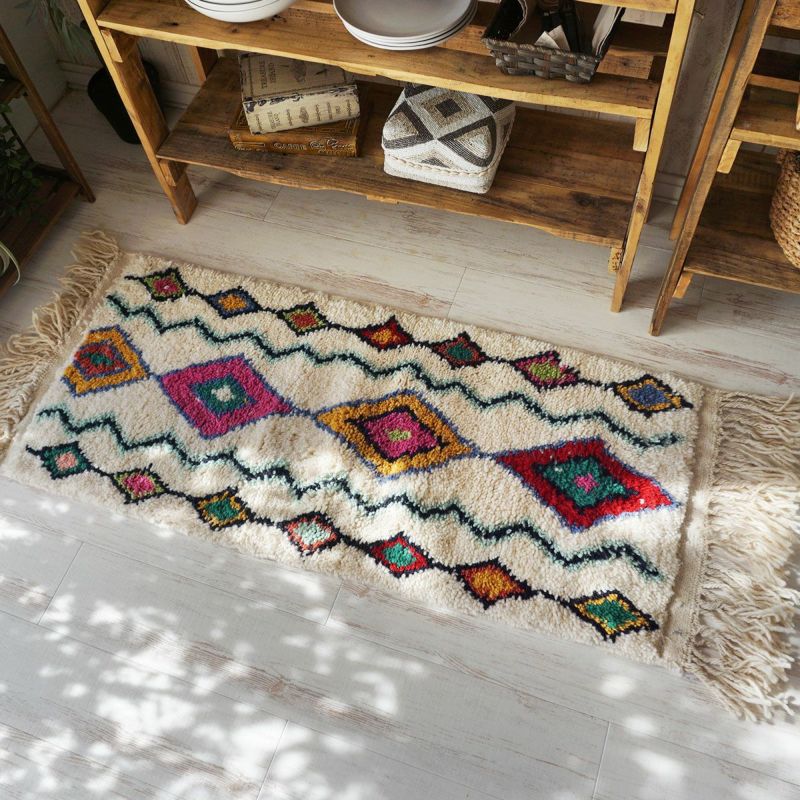 世界に1枚だけ！モロッコ直輸入のウール100％ハンドメイドベニワレン