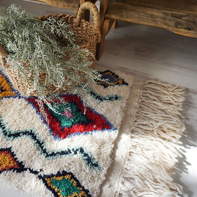 世界に1枚だけ！モロッコ直輸入のウール100％ハンドメイドベニワレン