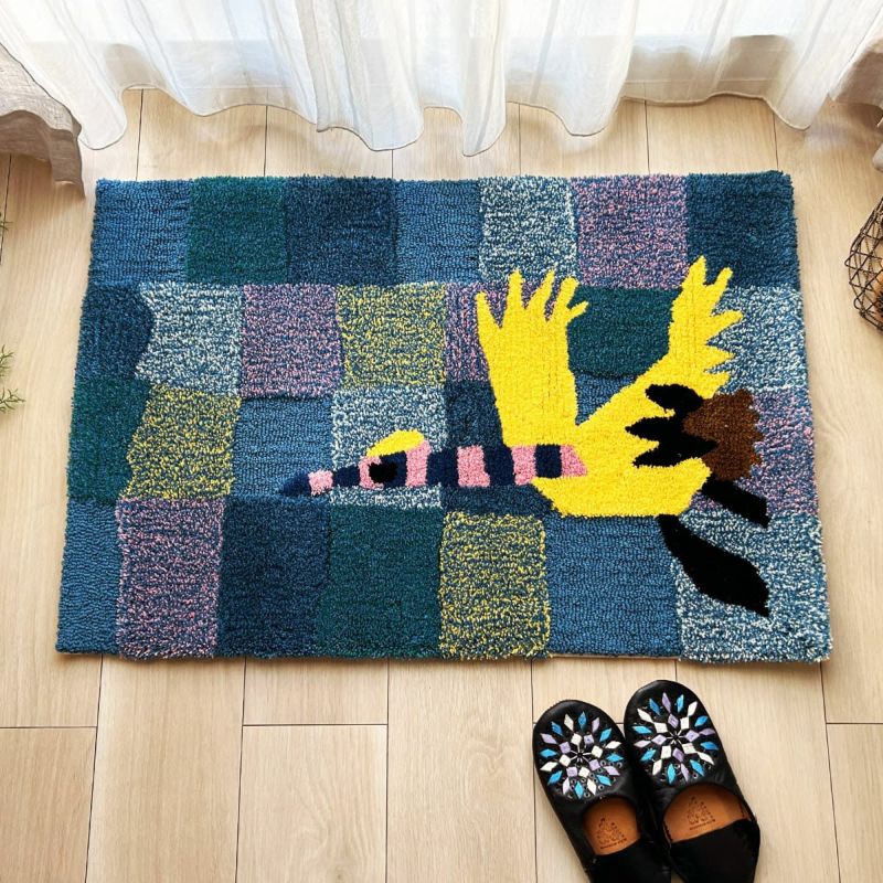 鶴 マット ブルー